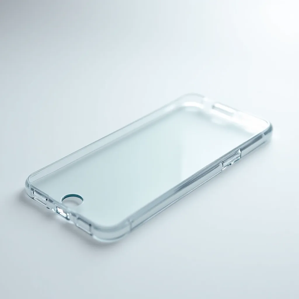 Close-up of borosilicate glass protector showing smooth surface texture and transparent clarity with light reflection, professional studio photography